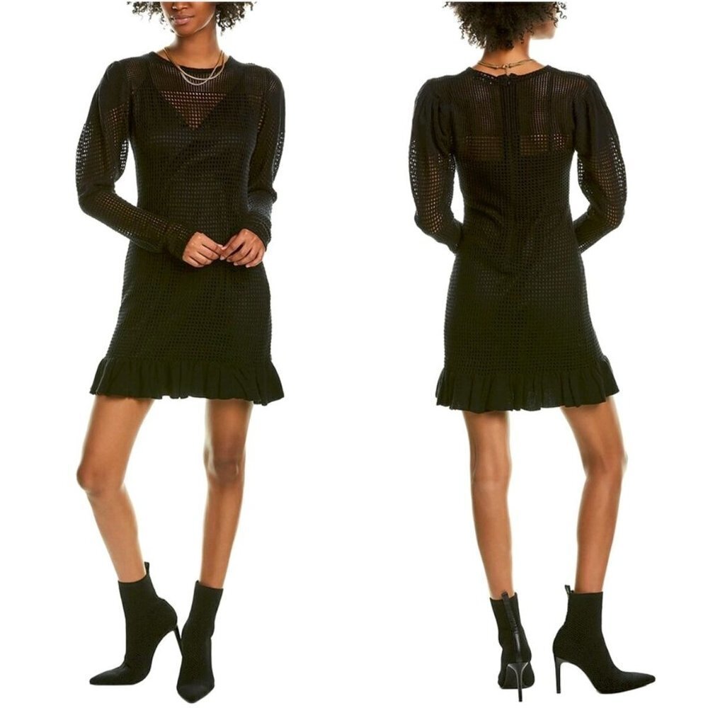 NWT Revolve FP ATOIR A STAR IS BORN DRESS Black Mesh Sheer Ruffle Hem Size US 4